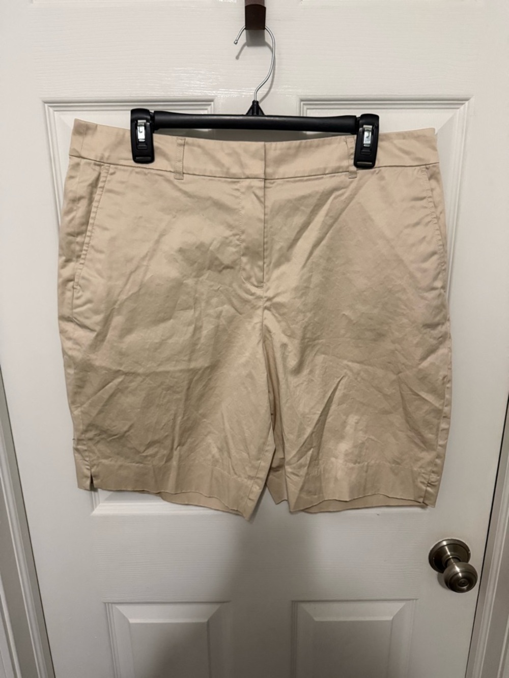 Brooks Brothers Flat Front Chino Shorts Womens Sz 14 Golf Beige Preppy Casual
